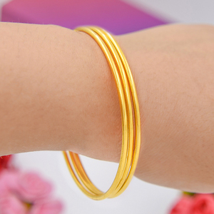 三生三世光面三环手镯女手饰品沙金手环实心磨砂仿黄金女士圆手镯