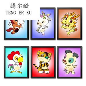12十二生肖装饰画幼儿园挂画可爱卡通动物壁画个性创意儿童房墙画