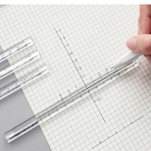 Ins简约水晶三棱尺透明双面刻度绘图测量尺子学生三角立体直尺15cm