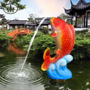发光喷水仿真鲤鱼玻璃钢雕塑公园水池喷泉景观出水口装饰吐水摆件