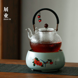 新款煮茶器定时保温电陶炉煮茶壶玻璃烧水壶原创柿子茶炉茶具套装