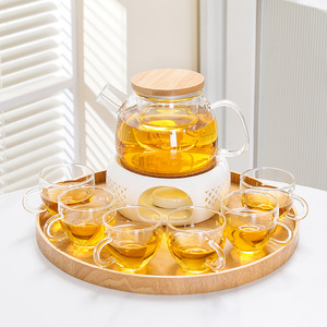 玻璃养生花茶壶蜡烛温茶炉下午茶茶具套装酒店甜点盘泡茶室煮茶器