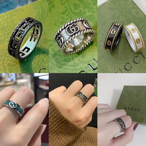 gucci古驰戒指复古双g纯银爱无畏小精灵骷髅珐琅陶瓷男女情侣对戒