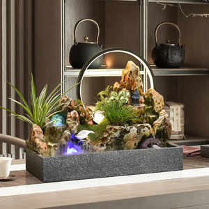 假山景观喷泉客厅室内水车风水轮招财循环水景鱼池高山流水摆件