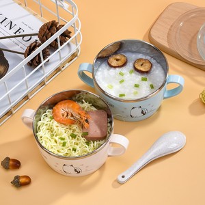 小学生午餐汤碗带盖小号上学不锈钢家用宝宝儿童双耳喝汤饭盒餐具
