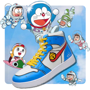 哆啦a梦联名款鞋子机器叮当猫多来爱拉aj1男女童儿鞋学生运动板鞋