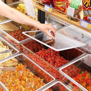 超市食品展示盒散装翻盖亚克力散称陈列盒干果糖果零食透明收纳盒