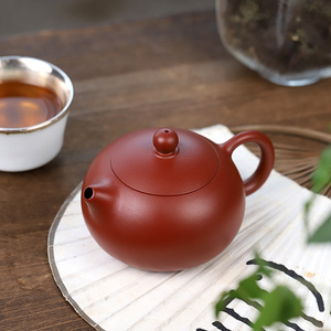 大红袍西施壶名家纯全手工中式球孔嵌盖功夫茶具宜兴紫砂壶200cc