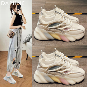daphne/达芙妮老爹鞋女2022夏季新款百搭彩虹低帮厚底运动鞋板鞋