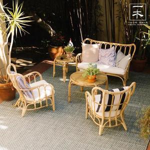 印尼户外藤编沙发椅民宿阳台ins藤条椅子家具单双人组合花园庭院