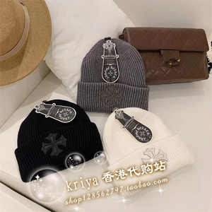 克罗心chrome hearts十字架帽子男女针织帽秋冬天保暖毛线帽潮牌