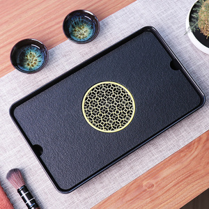 石英石茶盘家用茶具用品托盘排水式简约现代干泡茶盘茶台新中式