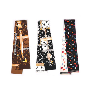 【现货带盒】lv 路易威登 经典老花黑白 绑包带发带丝巾 twilly