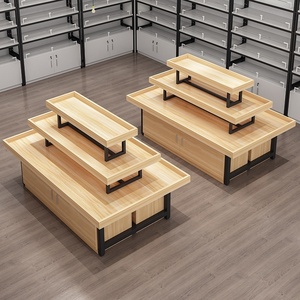 长方形堆头中间店铺化妆品中岛展示台茶叶柜子花店白色货柜酒水