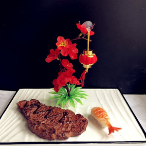 仿真花草小摆件酒店盘饰装饰摆盘套餐创意围边假花意境菜家宴乡厨