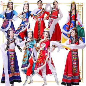 藏族舞蹈演出服装水袖长裙西藏卓玛民族服装藏式广场舞套装女成人