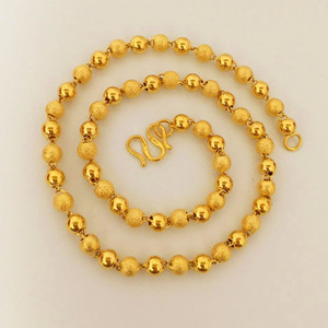 周六福越南沙金项链男黄金999不掉色24k镀金空心磨砂圆珠