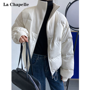 拉夏贝尔白鸭绒羽绒服女冬季新款韩系设计感小众加厚短款棉衣棉服