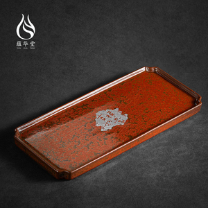 翠红如意茶盘 陶瓷功夫茶具壶承中式单层长方形茶台茶托盘干泡盘