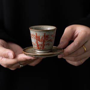 蕴华堂 围炉煮茶陶瓷茶杯套装 冰花釉主人杯小单杯品茗杯功夫茶具