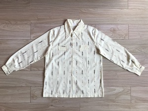 二手七八十年代老式女士黄色的确良花长袖衬衫衣怀旧老物影视服装