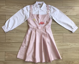 全新八九十年代老式儿童的确良两件套卡通连衣裙怀旧老物童装服装