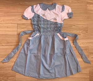 00可爱的朵小姐r淘宝全新八九十年代老式儿童红色条纹的确良连衣裙