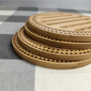 竹制家用隔热垫加厚餐桌防烫台面碗垫雕刻图案大号锅垫杯垫盘垫
