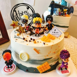 网红火影忍者生日蛋糕装饰 海王路飞卡卡西儿童烘焙蛋糕玩偶摆件
