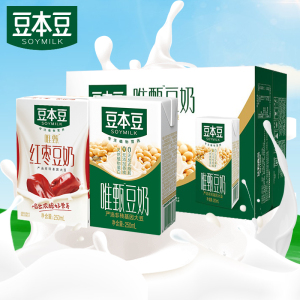 达利园豆本豆唯甄豆奶原味红枣味250ml*24盒植物蛋白营养早餐奶