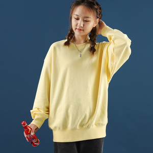 元气奶黄色 少女感bf风宽松毛线圈卫衣女生 校园oversize长袖秋冬