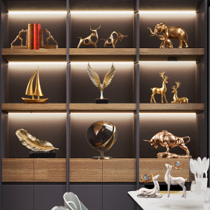现代简约高端轻奢玄关柜子摆件酒柜领导办公室高档客厅书房装饰品