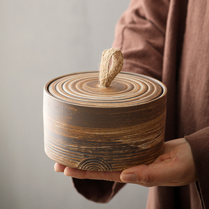 ENCAN日式鎏金釉陶瓷储物罐密封茶叶罐家用零食干货储藏收纳罐子