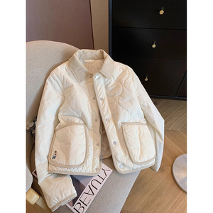 韩系时尚轻薄羽绒棉服女2023冬季新款小个子夹棉加厚保暖棉衣外套
