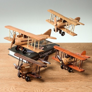 复古木质飞机模型玩具摆件木质仿真创意飞机手工成品工艺装饰摆件