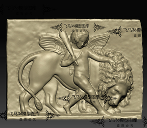 丘比特天使狮子写实浮雕扫描图古希腊罗马精雕图jdp灰度3d模型stl