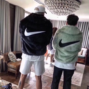 ambush联名 nike 皮草夹克邓紫棋明星同款两面穿男女貂皮大衣外套