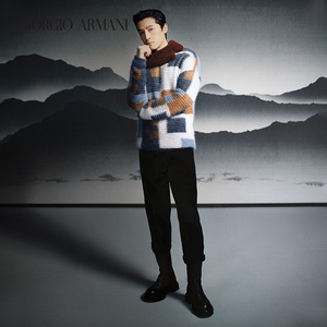 【胡歌同款】giorgio armani/阿玛尼2021秋冬男士人字纹休闲裤