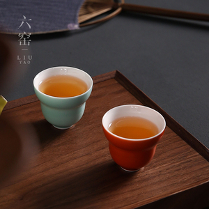 白瓷色釉功夫茶杯品茗杯创意葫芦福禄杯家用陶瓷单杯粉蓝紫个人杯
