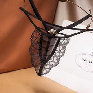 丁字裤女勒阴透视女士内裤性惑冰丝全透明情趣火辣调情夏季蕾丝骚