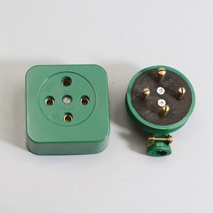 国标振华三相四线插头插座工业橡皮防水圆头扁脚16a25a32a60a380v