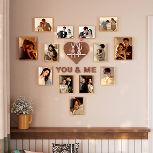 心形照片墙组合相框挂墙装饰创意高级感相片客厅墙面上相册展示墙