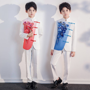 男童中山装合唱演出服国学中国风儿童钢琴表演主持人礼服西服套装