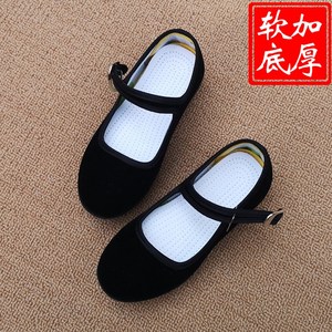 中国风老北京布鞋女童黑色舞蹈鞋加厚防滑少数民族风儿童演出鞋子
