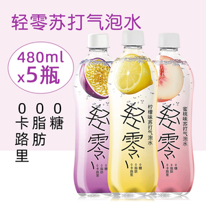 汉斯小木屋轻零苏打水百香果味蜜桃味柠檬味汽泡水饮料480ml*5瓶