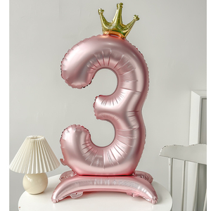 40寸带底座大号珠光粉数字铝膜气球生日装饰场景布置女孩周岁拍照