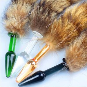 新款 玻璃肛塞毛绒狐狸狗尾巴玩具扩肛长期佩戴不拆卸另类g点后庭