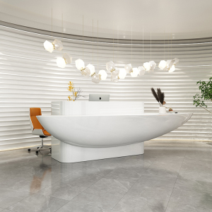 创意异形玻璃钢烤漆前台大型公司订做大堂接待售楼部服务吧台定制