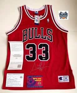 皮蓬签名球衣公牛冠军au球员版 皮蓬亲笔签名球衣uda乔丹签名