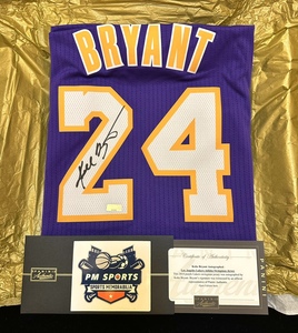 科比签名球衣panini证书 kobe科比亲笔签名球衣湖人紫金24号